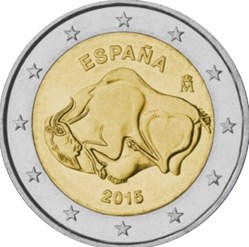 2 Euros Grotte paléolithique d'Altamira, inscrite au patrimoine mondial de l'UNESCO 2015