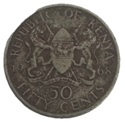 Kenya - 50 cents Jomo Kenyatta sans légende 1968
