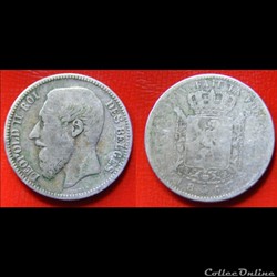 BELGIQUE 2 Francs Léopold II légende française 1867