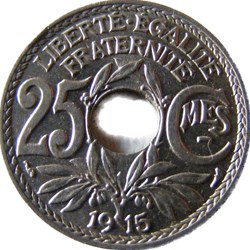 25 centimes Lindauer, Cmes souligné 1915