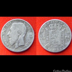 BELGIQUE 50 Centimes Léopold II légende française 1899