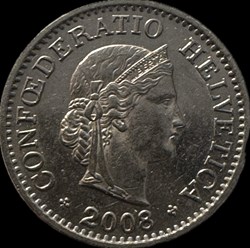 Suisse 10 centimes Tête de Libertas cupronickel 2008