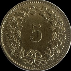 Suisse 5 centimes Tête de Libertas 2008 B