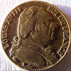 20 francs or Louis XVIII, buste habillé 1815 Paris