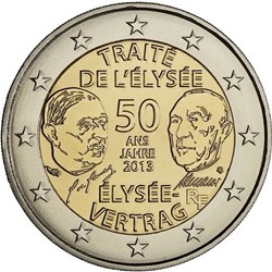 2 Euros 50e anniversaire du Traité de l'Élysée