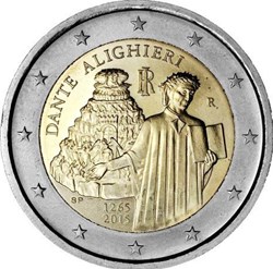 2 Euros 750e anniversaire de la naissance de l'écrivain florentin Dante Alighieri 2015