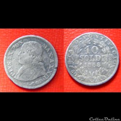 VATICAN ET ÉTATS PONTIFICAUX 10 Soldi (50 Centesimi) 1868 Rome