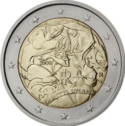 2 Euros 60e anniversaire de la Déclaration universelle des droits de l'homme 2008