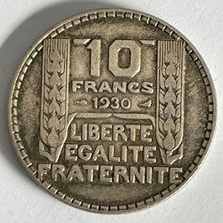 10 francs Turin 1930 écriture fine