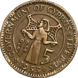 Chypre 5 mils - Elizabeth II 1955