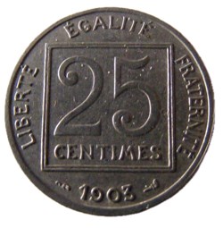 25 centimes Patey, 1er type 1903