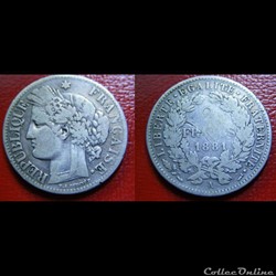2 francs Cérès 1881 A