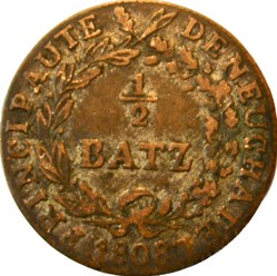 Suisse - Principauté de Neuchâtel - ½ batzen - Alexandre Berthier 1808