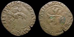 Double denier à l'hermine enchainée - François II - Rennes (Variante)