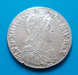 1/2 écu à la mèche longue 1654 T (Nantes)