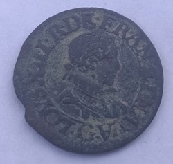 LOUIS XIII LE JUSTE Double tournois, petit buste enfantin au col plat 1619 Poitiers