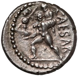 JULIUS CAESAR. Denarius (48-47 BC). Military mint traveling with Caesar in North Africa.