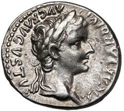TIBERIUS (14-37). Denarius, "Tribute Penny". Lugdunum.