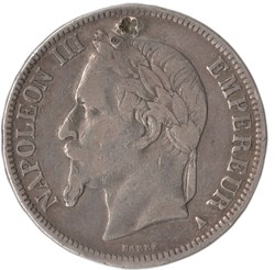 5 francs Napoléon III tête laurée 1867 A