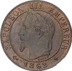 Un centime Napoléon III (tête laurée).