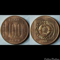 100 dinars 1989