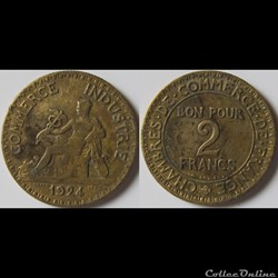 2 francs chambres de commerce (4 fermé) 1924