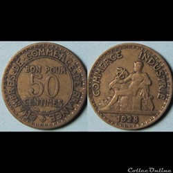 50 centimes Chambres de commerce de France (2 ouvert) 1928