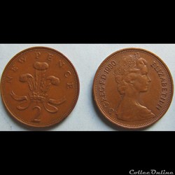2 new pence Elizabeth II (2ème effigie) 1980