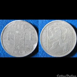 1 franc Léopold III (type Rau, nr) 1943