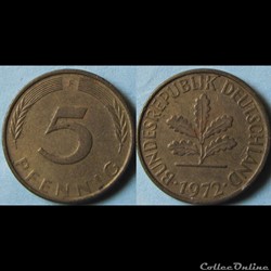 5 pfennig 1972 F