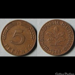 5 pfennig 1968 D
