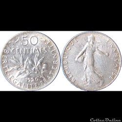 50 centimes Semeuse (Ag) 1920
