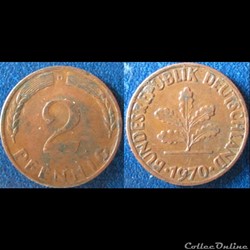 2 pfennig (acier plaqué) 1970 D