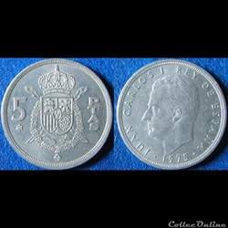 5 pesetas Juan Carlos I (étoile, 78) 1975