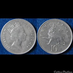 10 pence Elizabeth II (3ème effigie, petit module) 1992