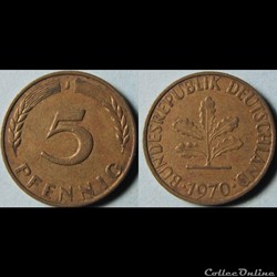 5 pfennig 1970 J