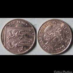 10 pence Elizabeth II (4ème effigie, type blason, acier plaqué) 2011
