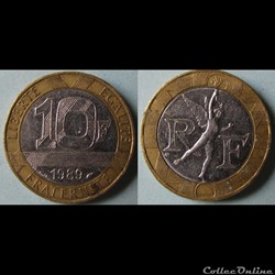 10 francs GENIE DE LA BASTILLE 1989