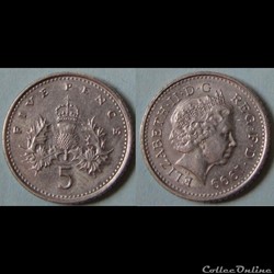 5 pence Elizabeth II (4ème effigie) 1999
