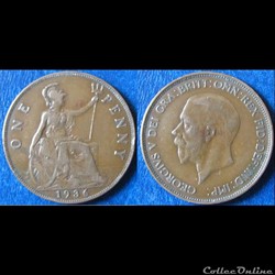 1 penny George V (2ème effigie, petite tête) 1936