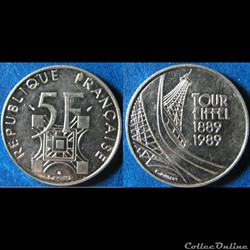 5 francs Tour Eiffel 1989