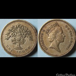 1 pound Emizabeth II (3ème effigie, chêne anglais) 1987