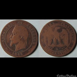 10 centimes NAPOLEON III (tête laurée) 1863