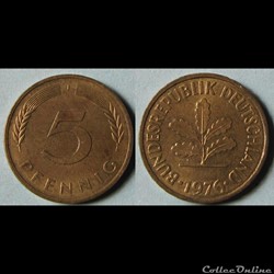 5 pfennig 1976 J