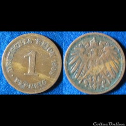 1 pfennig Wilhelm II (type 2, grand aigle) 1908 D
