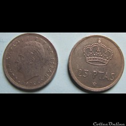25 pesetas Juan Carlos I, étoile 1975