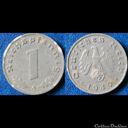 1 reichspfennig (zinc) 1940 A