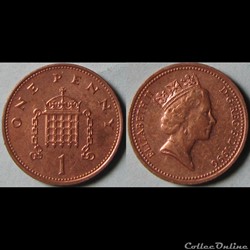 1 penny Elizabeth II (3ème effigie, acier plaqué) 1996