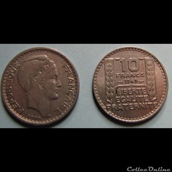 10 francs TURIN, petite tête 1949