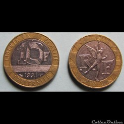 10 francs GENIE DE LA BASTILLE 1991